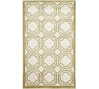 Safavieh Ferrat - Alfombra Multiusos para Interiores y Exteriores, de Polipropileno, Color Marfil y Verde Claro, 76 x 121 cm