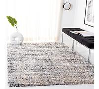 Safavieh Fontana Shag Collection - Alfombra Peluda para salón, Comedor, Dormitorio, Pelo Corto, Gris y Marfil, 122 x 183 cm