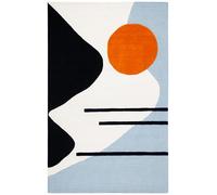 SAFAVIEH Geométrico Salón, Comedor, Dormitorio - Rodeo Drive, Pila Mediana, Marfil/Azul, 152 X 244 cm