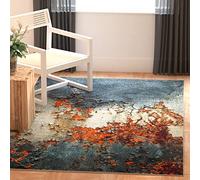 SAFAVIEH Glacier Collection GLA125B - Alfombra Moderna Abstracta Que no desprende Pelusa, para Sala de Estar, Dormitorio, 2 pies 7 Pulgadas x 5 pies, Azul/Multicolor