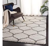 Safavieh Hudson Shag Collection Alfombra de área de 5'7.6 cm x 7'15.2 cm, Marfil y Gris, diseño de Enrejado marroquí, no desprende Pelusa, de fácil Cuidado, 2 Pulgadas de Grosor, Ideal para Zonas de