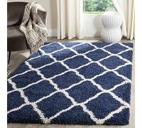 Safavieh Hudson Shag Collection - Alfombra de Pelo Alto, 122 x 183 cm, para salón, Comedor, Dormitorio, Color Azul Marino y Marfil