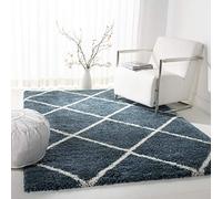 Safavieh Hudson Shag Collection - Alfombra de Pelo Alto, Color Azul Pizarra y Marfil, 122 x 183 cm