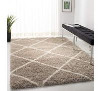 Safavieh Hudson Shag Collection - Alfombra de Pelo Alto, Color Beige y Marfil, 122 x 183 cm