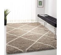 Safavieh Hudson Shag Collection - Alfombra de Pelo Alto, Color Beige y Marfil, 91 x 152 cm