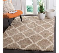 Safavieh Hudson Shag Collection - Alfombra de Pelo Alto, Color Beige y Marfil, 91 x 152 cm