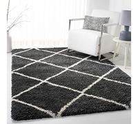 Safavieh Hudson Shag Collection - Alfombra de Pelo Alto, Color Gris Oscuro y Marfil, 122 x 183 cm