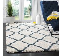 Safavieh Hudson Shag Collection - Alfombra de Pelo Alto, Color Marfil y Azul Pizarra, 122 x 183 cm