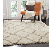 Safavieh Hudson Shag Collection - Alfombra de Pelo Alto, Color Marfil y Beige, 122 x 183 cm