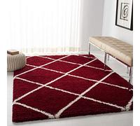 Safavieh Hudson Shag Collection - Alfombra de Pelo Alto, Color Rojo y Marfil, 122 x 183 cm