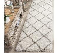 SAFAVIEH Hudson Shaggy Collection SGH281A - Alfombra de Rejilla de Diamante (5 cm de Grosor, 3 x 36 cm), Color Marfil y Gris