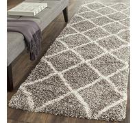 Safavieh Hudson Shaggy Collection SGH281A - Alfombra de Rejilla de Diamante (5 cm de Grosor, 3 x 36 cm), Color Gris y Marfil