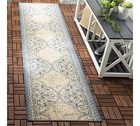 Safavieh Isla - Alfombra Multiusos para Interiores y Exteriores, Polipropileno, 62 x 240 cm, Color Azul y Crema