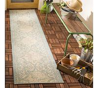 Safavieh Isla BHS174K-28 - Alfombra Multiusos para Interiores y Exteriores, de Polipropileno, Color Azul y Crema, 62 x 240 cm