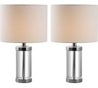 Safavieh Juego de 2 lamparas de mesa de vidrio beige