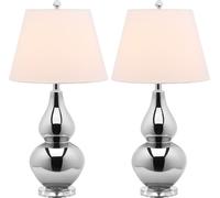 Safavieh Juego de 2 lamparas de mesa de vidrio plata