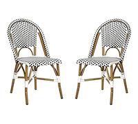 Safavieh Juego de 2 sillas de Comedor de polirratán para Exteriores, en Color Negro, Blanco y marrón Claro
