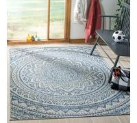 Safavieh Kalene Alfombra de Interior y Exterior, Material sintético, Gris Claro/Azul, 160 x 304 x 0.254 cm