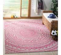 Safavieh Kalene Alfombra de Interior y Exterior, Material sintético, Gris Claro/Fucsia, 160 x 304 x 0.254 cm