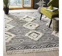 Safavieh Kenya Collection KNY906H - Alfombra de área, 5 x 8 pies, Lana marroquí Tribal Anudada a Mano con borlas, Ideal para Zonas de Alto tránsito en Sala de Estar, Dormitorio