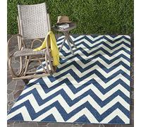 Safavieh la Victoria Alfombra Interior y Exterior, Material sintético, Azul Marino/Beige, 152 x 243 x 0.63500000000000000 cm