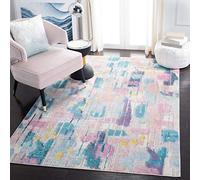 Safavieh Lillian Collection Alfombra Decorativa de 4 x 6 pies, Rosa y Turquesa, diseño Bohemio Colorido, no desprende Pelusa, fácil Cuidado, Ideal para Zonas de Alto tránsito en Entrada, Sala de