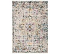 SAFAVIEH Madison Collection MAD473F - Alfombra decorativa de 4 x 6 pies, gris y dorado, diseño bohemio chic de medallón desgastado, no desprende pelusa, fácil cuidado, ideal para zonas de alto tráfico