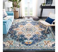 SAFAVIEH Madison Collection MAD473M - Alfombra cuadrada de 8 pies, azul y azul claro, diseño bohemio y elegante de medallón desgastado, no desprende pelusa, fácil de limpiar, ideal para sala de estar