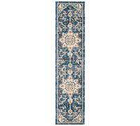 SAFAVIEH Madison Collection MAD473M - Alfombra de pasillo de 2 x 8 pies, azul y azul claro, diseño desgastado de medallón bohemio, no desprende pelusa, fácil cuidado, ideal para zonas de alto tránsito