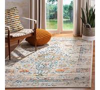 SAFAVIEH Madison Collection MAD474B - Alfombra decorativa de 4 x 6 pies, color crema y azul, diseño bohemio desgastado de medallón, no desprende pelusa, fácil cuidado, ideal para zonas de alto tráfico