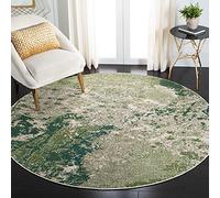 SAFAVIEH Madison Collection MAD499Y - Alfombra Redonda de 5 pies, Verde y Marfil, diseño Abstracto Moderno, no desprende Pelusa, fácil Cuidado, Ideal para Zonas de Alto tránsito en Sala de Estar