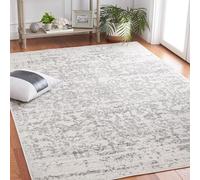 Safavieh Madison Collection MAD603G - Alfombra de área de 5 pies 3 Pulgadas x 7 pies 6 Pulgadas, Plata y Marfil, diseño Desgastado de medallón de Copo de Nieve, no desprende Pelusa, fácil Cuidado