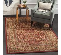 Safavieh Mahal Collection MAH697A - Alfombra de área de 6 pies 7 Pulgadas x 9 pies 2 Pulgadas, Rojo y Natural, diseño Tradicional Oriental, no desprende Pelusa, fácil Cuidado, para Zonas de Alto