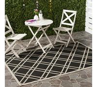 Safavieh "Marbella Indoor/Outdoor Alfombra, Negro/Beige, 78 x 152 x 0,64 cm-p, Polipropileno, Black/Beige, 68 x 243 cm