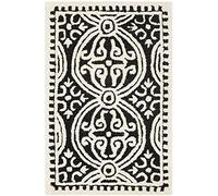 Safavieh "Marina con Textura área Alfombra, luz Azul/Marfil, 76 x 243 x 1,6 cm PPPP, Lana, Negro/Marfil, 91 X 152 cm