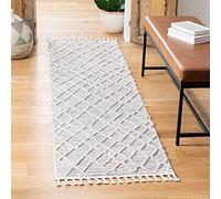 Safavieh Marrakech Collection Marrakech - Alfombra de Pelo Corto marroquí para salón, Comedor, Dormitorio, Color Marfil y Gris, 66 x 244 cm