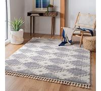 Safavieh Marroquí MRK530 - Alfombra Rectangular de Interior, Trenzada, Color Blanco Marfil, Multicolor, 122 x 183 cm, para salón, Dormitorio o Cualquier Espacio Interior