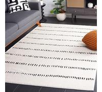 Safavieh Melody Collection - Alfombra de Pelo Corto a Rayas para salón, Comedor, Dormitorio, Color Marfil y Negro, 122 x 183 cm