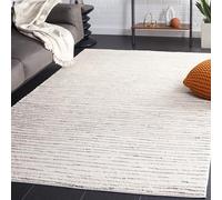 Safavieh Melody Collection - Alfombra de Pelo Corto a Rayas para salón, Comedor, Dormitorio, Color Marfil y Negro, 152 x 229 cm