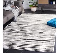 Safavieh Melody Collection - Alfombra de Pelo Corto a Rayas para salón, Comedor, Dormitorio, Color Marfil y Negro, 152 x 229 cm
