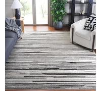 Safavieh Melody Collection - Alfombra de Pelo Corto a Rayas para salón, Comedor, Dormitorio, Color Marfil y Negro, 244 x 305 cm