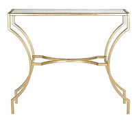 Safavieh Mesa Decorativa Glam con Patas de Hierro, en Oro y Transparente, 51 x 102 x 90.17 Pulgadas