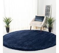 Safavieh Milan Shag colección Shag Zona Alfombra, Polipropileno, Azul Marino, 3' Diameter