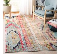 Safavieh Moderna Alfombra Rectangular de Interior, Trenzada, colección Madison, MAD422, en Azul/Naranja, 160 x 229 cm, para salón, Dormitorio o Cualquier Espacio Interior