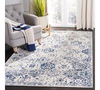 Safavieh Moderna Alfombra Rectangular Tejida para Interiores, colección Madison, MAD611, en Blanco/Azul Real, 155 x 229 cm para Sala de Estar, Dormitorio o Cualquier Espacio Interior