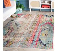 Safavieh Monaco Collection Alfombra de área de 5 pies 1 Pulgada x 7 pies 7 Pulgadas, Multicolor, diseño Tribal Bohemio Chic Desgastado, no desprende Pelusa, fácil Cuidado, Ideal para Zonas de Alto