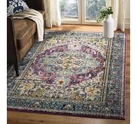Safavieh Monaco Collection Alfombra de área de 5 pies 1 Pulgada x 7 pies 7 Pulgadas, Violeta y Azul Claro, diseño Bohemio Chic de medallón Envejecido, no desprende Pelusa, fácil Cuidado, Ideal para