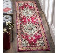 SAFAVIEH Monaco Collection - Alfombra de pasillo de 2 pies 2 pulgadas x 8 pies, rosa y multicolor, diseño bohemio chic desgastado, no desprende pelusa, fácil cuidado, ideal para zonas de alto tránsito