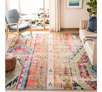 SAFAVIEH Monaco Collection MNC222F - Alfombra Cuadrada de 4 x 4 pies, diseño Tribal Bohemio Chic Desgastado, no desprende Pelusa, para Sala de Estar y Dormitorio