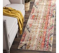 SAFAVIEH Monaco Collection MNC222G - Alfombra de Pasillo para Sala de Estar, Entrada, vestíbulo, Pasillo, Dormitorio, 2 pies 2 Pulgadas x 6 pies, Color Gris Claro/Multi